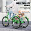 VEVOR Folding Adult Tricycle, 24-Inch 7-Speed Adult Folding Trikes, Carbon Steel 3 Wheel Cruiser Bike with Basket & Adjustable Seat