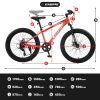 24 Inch Fat Tire Bike Adult/Youth Full Shimano 7 Speeds Mountain Bike, Dual Disc Brake, High-Carbon Steel Frame, Front Suspension, Mountain Trail Bike