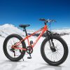 24 Inch Fat Tire Bike Adult/Youth Full Shimano 7 Speeds Mountain Bike, Dual Disc Brake, High-Carbon Steel Frame, Front Suspension, Mountain Trail Bike