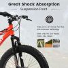 24 Inch Fat Tire Bike Adult/Youth Full Shimano 7 Speeds Mountain Bike, Dual Disc Brake, High-Carbon Steel Frame, Front Suspension, Mountain Trail Bike