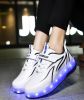Kids LED USB Rechargeable Single Wheels Skates Shoes