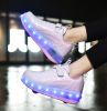 Kids LED USB Rechargeable Single Wheels Skates Shoes