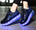 Kids LED USB Rechargeable Single Wheels Skates Shoes